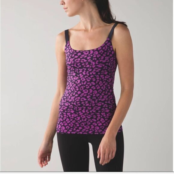 Lululemon Magenta Black Floral Tank top - Picture 1 of 8